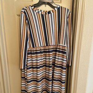 Striped long sleeve dress with pockets